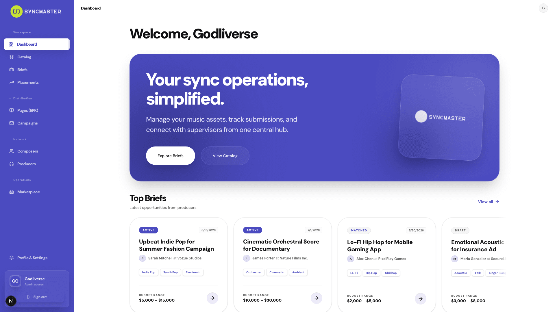 SyncMaster Dashboard Preview